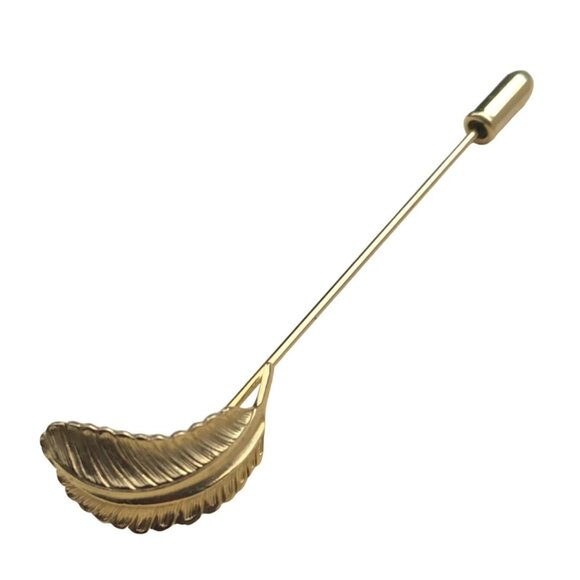 Vintage Gold-Tone Leaf Stick Pin Brooch Lapel Pin Unisex - Picture 1 of 3
